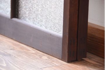 大正ロマン　ダイヤガラスと結霜ガラス入り!アンティーク引き戸2枚セット(窓)(1)