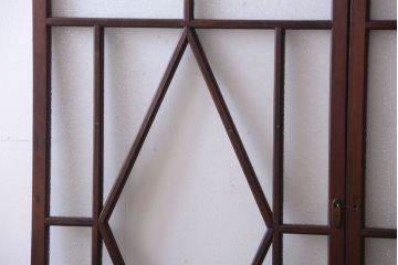 大正ロマン　ダイヤガラスと結霜ガラス入り!アンティーク引き戸2枚セット(窓)(1)