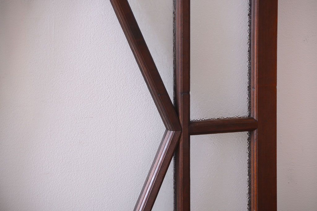 大正ロマン　ダイヤガラスと結霜ガラス入り!アンティーク引き戸2枚セット(窓)(1)