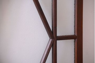 大正ロマン　ダイヤガラスと結霜ガラス入り!アンティーク引き戸2枚セット(窓)(1)