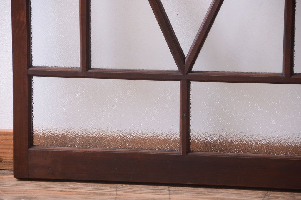 大正ロマン　ダイヤガラスと結霜ガラス入り!アンティーク引き戸2枚セット(窓)(1)