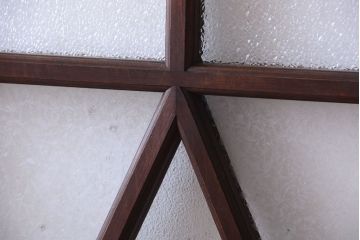 大正ロマン　ダイヤガラスと結霜ガラス入り!アンティーク引き戸2枚セット(窓)(1)