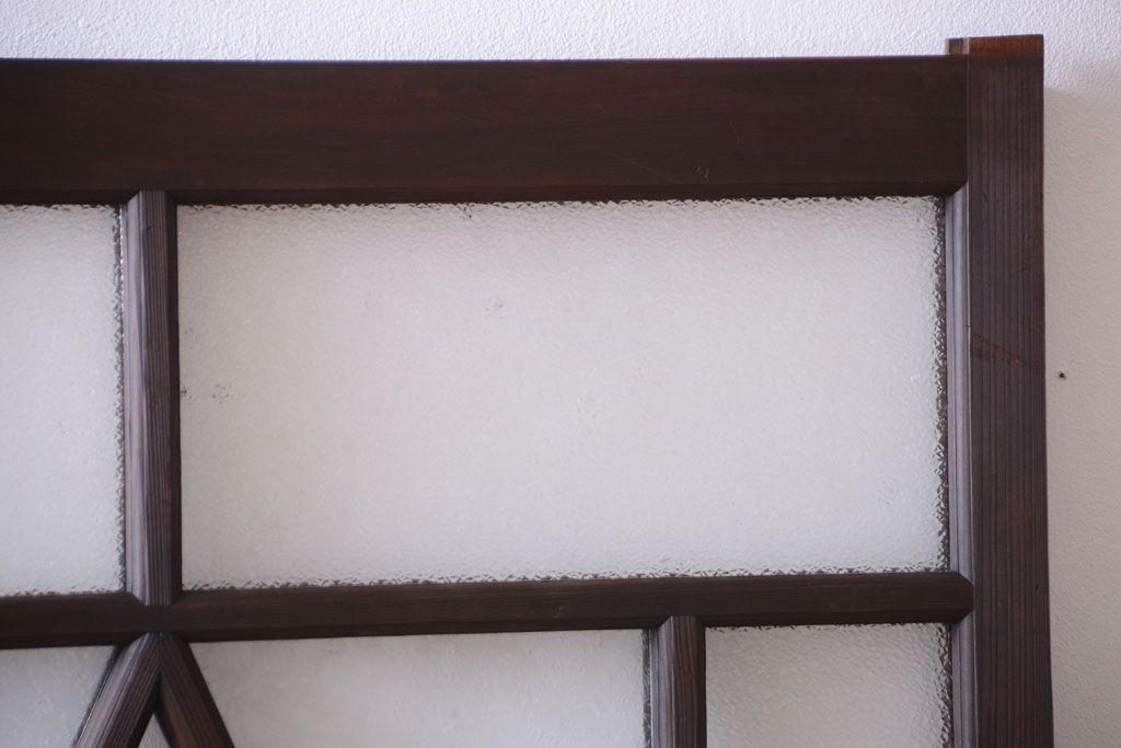 大正ロマン　ダイヤガラスと結霜ガラス入り!アンティーク引き戸2枚セット(窓)(2)