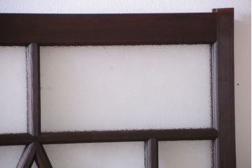 大正ロマン　ダイヤガラスと結霜ガラス入り!アンティーク引き戸2枚セット(窓)(2)