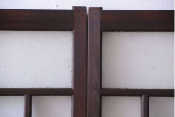 大正ロマン　ダイヤガラスと結霜ガラス入り!アンティーク引き戸2枚セット(窓)(2)