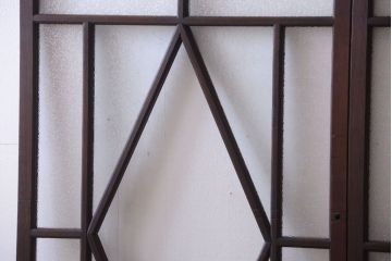 大正ロマン　ダイヤガラスと結霜ガラス入り!アンティーク引き戸2枚セット(窓)(2)