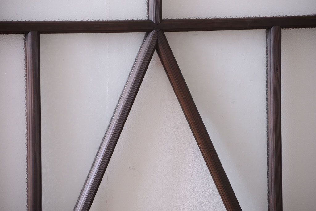 大正ロマン　ダイヤガラスと結霜ガラス入り!アンティーク引き戸2枚セット(窓)(2)