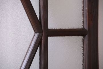 大正ロマン　ダイヤガラスと結霜ガラス入り!アンティーク引き戸2枚セット(窓)(2)