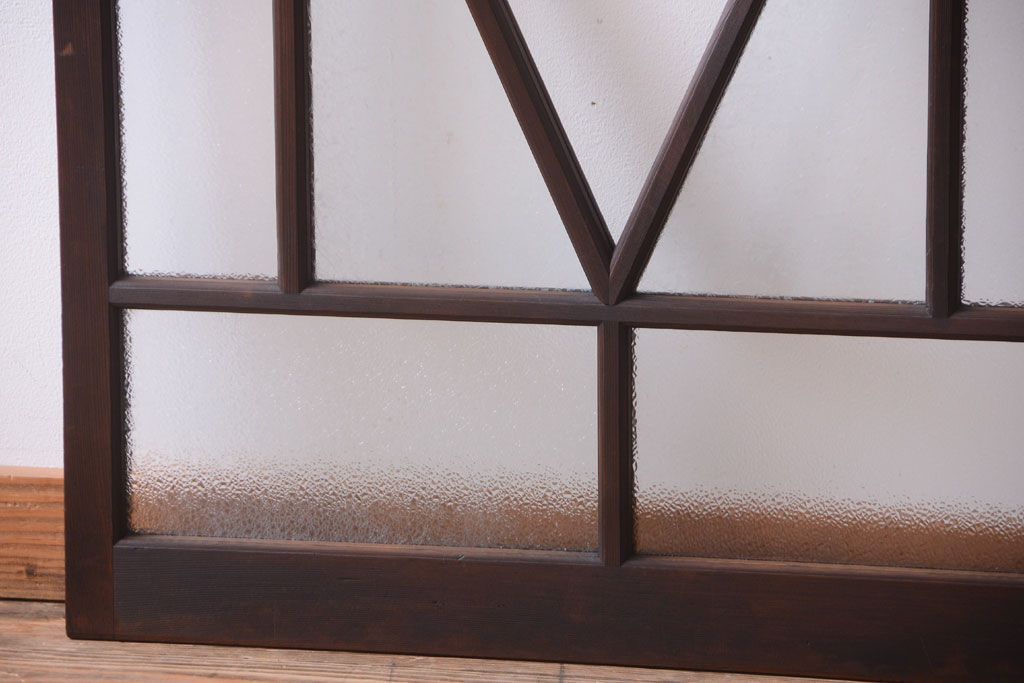 大正ロマン　ダイヤガラスと結霜ガラス入り!アンティーク引き戸2枚セット(窓)(2)