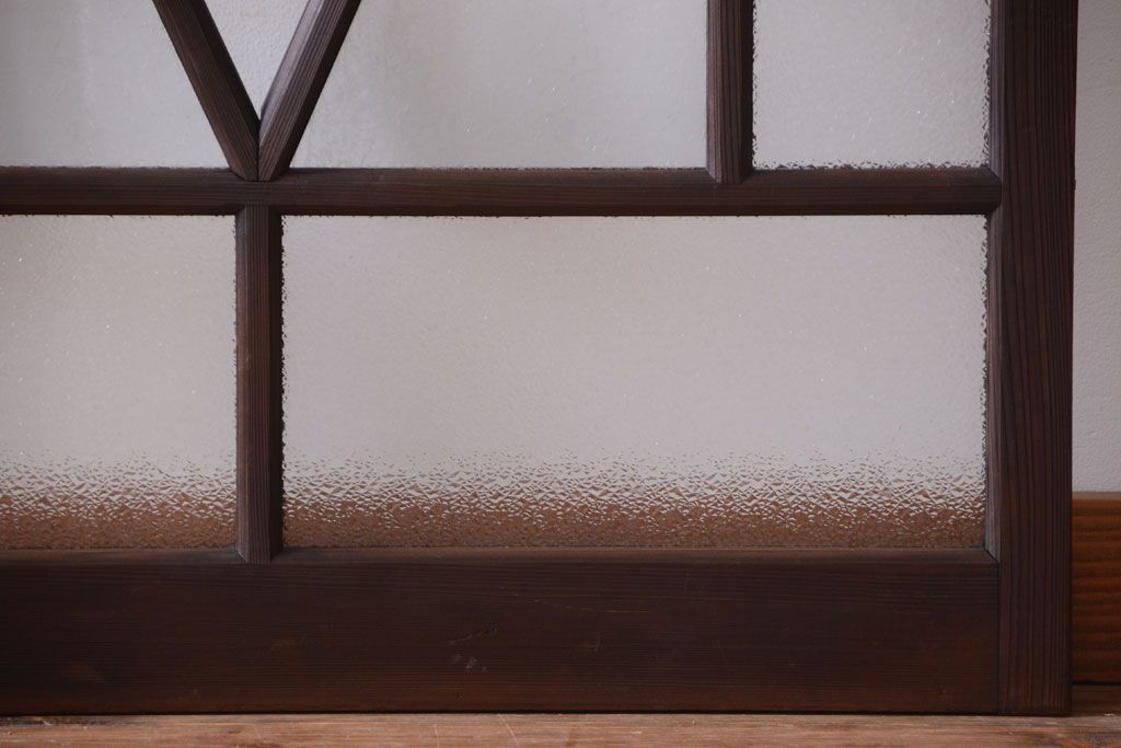 大正ロマン　ダイヤガラスと結霜ガラス入り!アンティーク引き戸2枚セット(窓)(2)