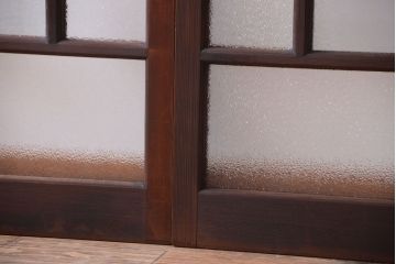 大正ロマン　ダイヤガラスと結霜ガラス入り!アンティーク引き戸2枚セット(窓)(2)