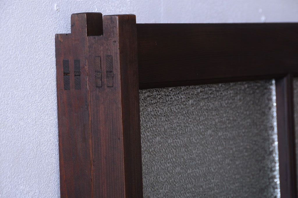 大正ロマン　ダイヤガラスと結霜ガラス入り!アンティーク引き戸2枚セット(窓)(2)