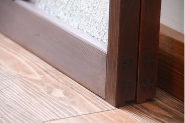 大正ロマン　ダイヤガラスと結霜ガラス入り!アンティーク引き戸2枚セット(窓)(2)