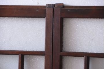 大正ロマン　ダイヤガラスと結霜ガラス入り!アンティーク引き戸2枚セット(窓)(2)