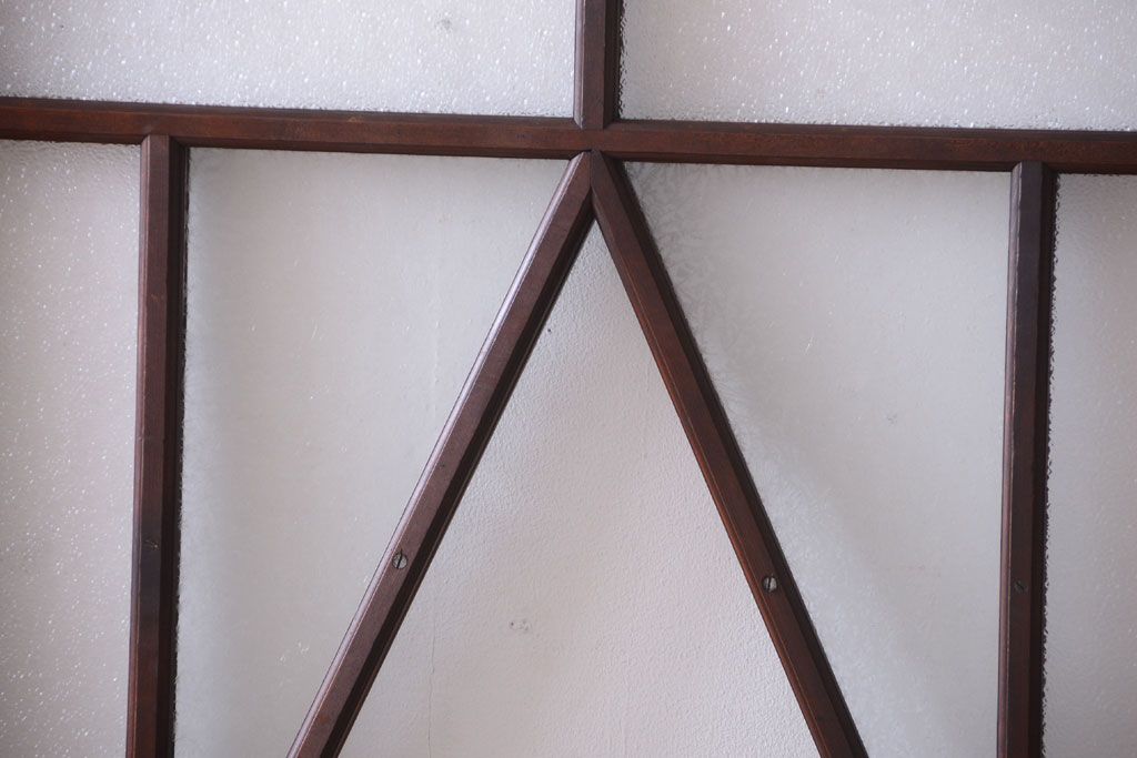 大正ロマン　ダイヤガラスと結霜ガラス入り!アンティーク引き戸2枚セット(窓)(2)