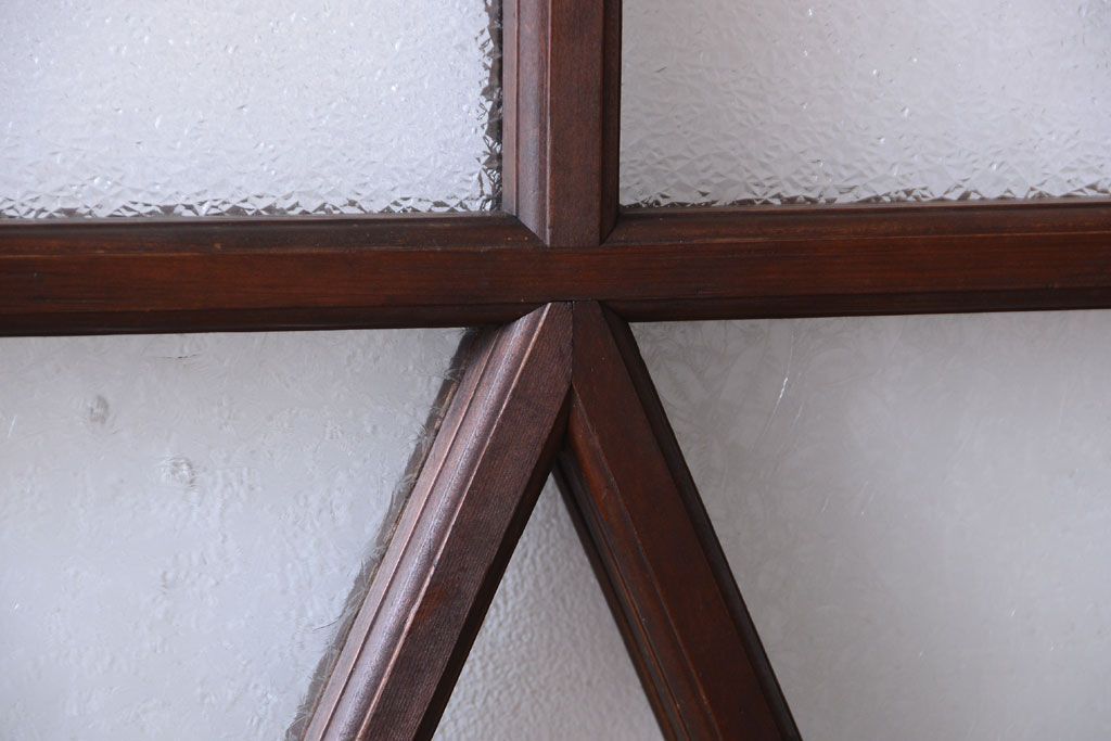 大正ロマン　ダイヤガラスと結霜ガラス入り!アンティーク引き戸2枚セット(窓)(2)