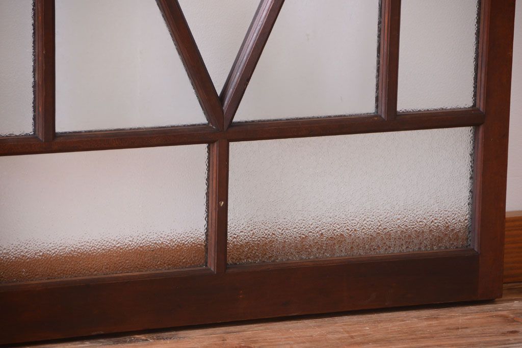 大正ロマン　ダイヤガラスと結霜ガラス入り!アンティーク引き戸2枚セット(窓)(2)