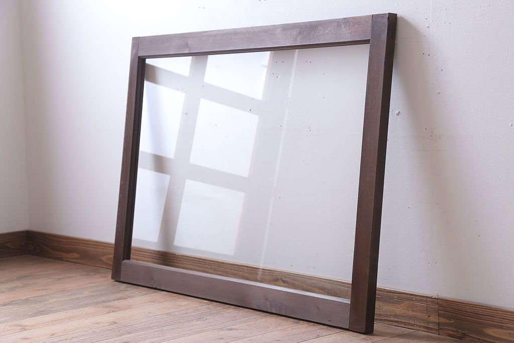 和製アンティーク　古い木のフィックス窓(ガラス戸・明り取り)(1)