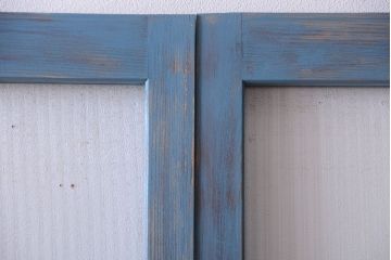 アンティークペイント　モールガラス入り!背の高い引き戸2枚セット