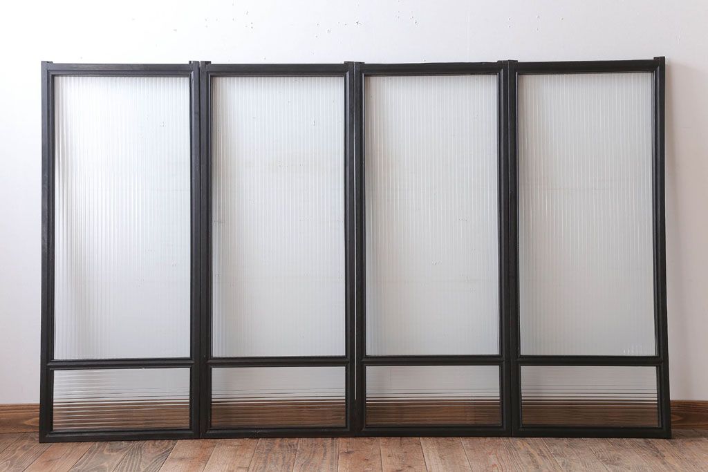 和製アンティーク　モールガラス入り!引き戸4枚セット(窓)