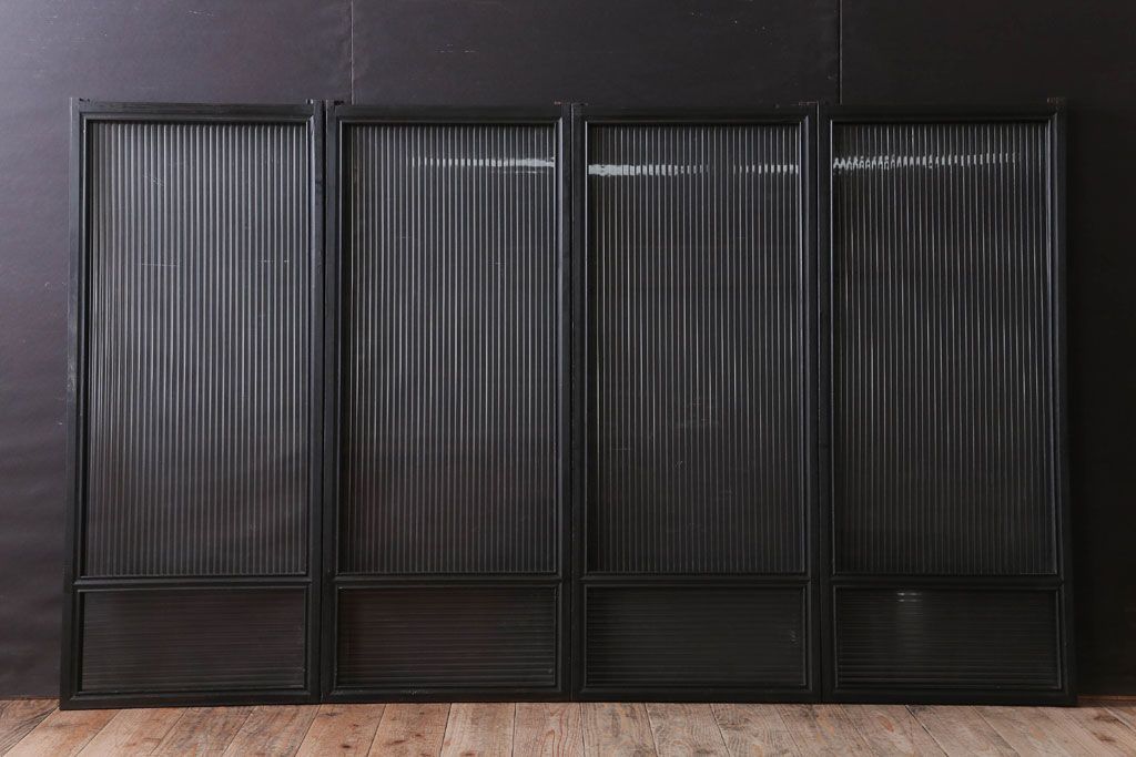 和製アンティーク　モールガラス入り!引き戸4枚セット(窓)