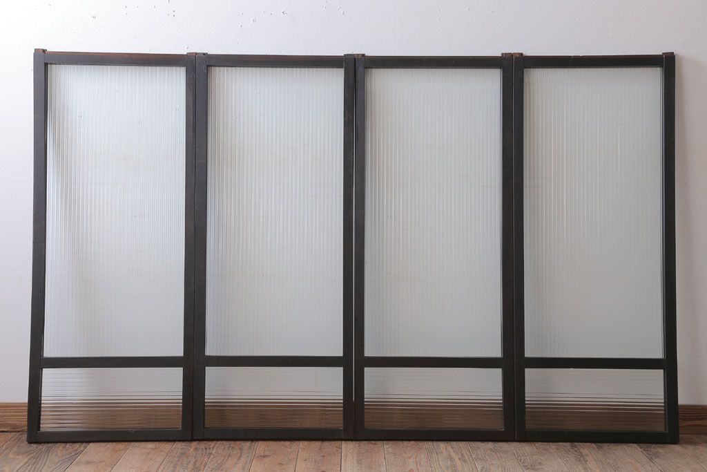 和製アンティーク　モールガラス入り!引き戸4枚セット(窓)