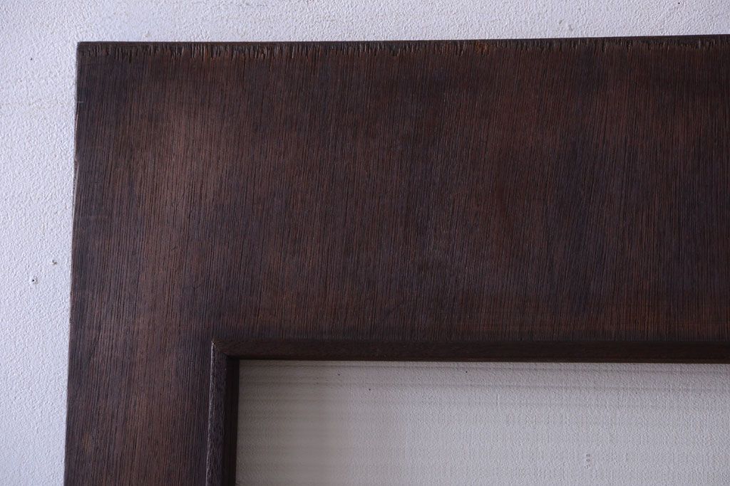 昭和レトロ　モールガラス窓付き!古い木のアンティークドア(扉)