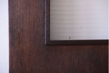 昭和レトロ　モールガラス窓付き!古い木のアンティークドア(扉)