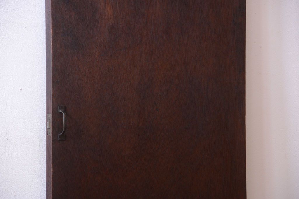 昭和レトロ　モールガラス窓付き!古い木のアンティークドア(扉)