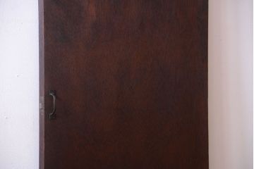 昭和レトロ　モールガラス窓付き!古い木のアンティークドア(扉)