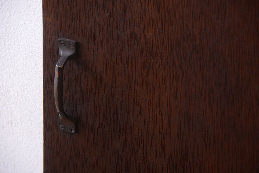 昭和レトロ　モールガラス窓付き!古い木のアンティークドア(扉)