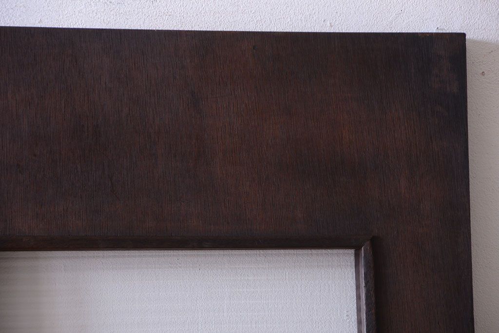 昭和レトロ　モールガラス窓付き!古い木のアンティークドア(扉)