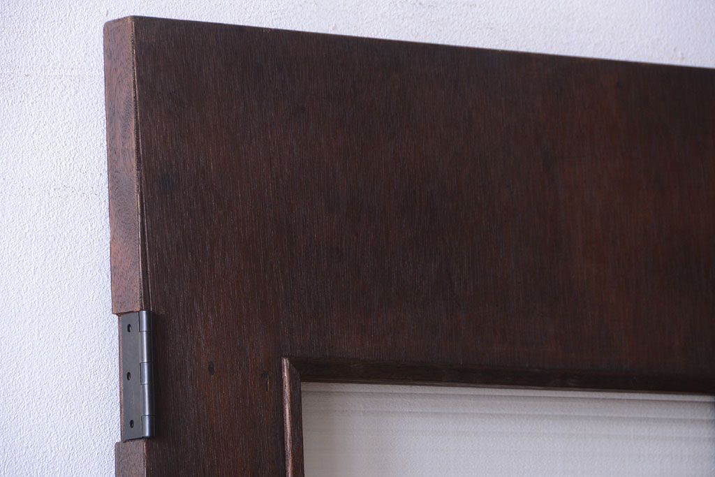 昭和レトロ　モールガラス窓付き!古い木のアンティークドア(扉)