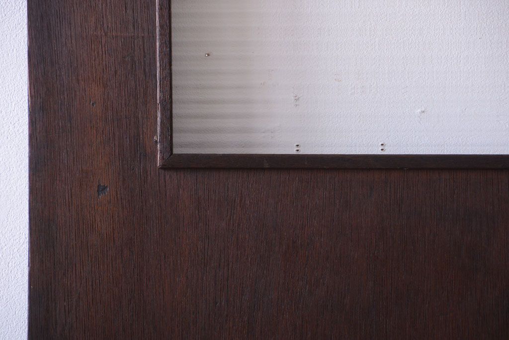 昭和レトロ　モールガラス窓付き!古い木のアンティークドア(扉)