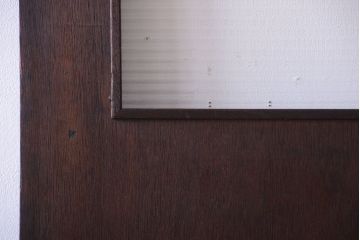 昭和レトロ　モールガラス窓付き!古い木のアンティークドア(扉)