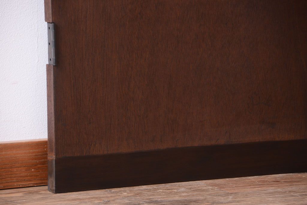 昭和レトロ　モールガラス窓付き!古い木のアンティークドア(扉)