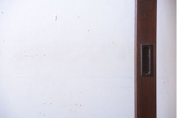 古民具・骨董　明治〜大正　総欅材!大判ガラスの大きな引き戸(2)