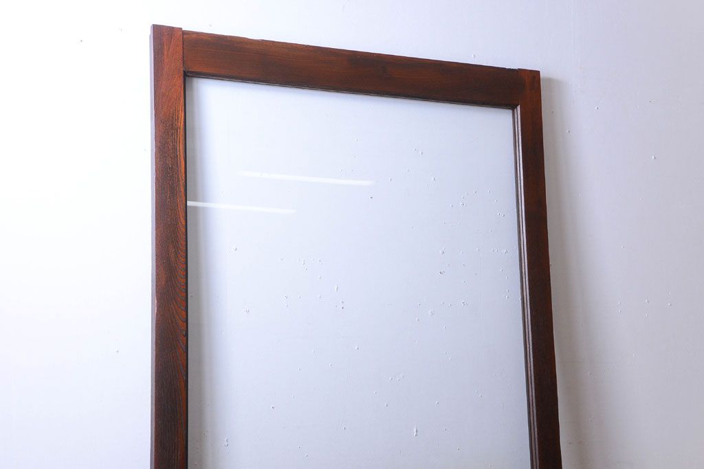 古民具・骨董　明治〜大正　総欅材!大判ガラスの大きな引き戸(3)