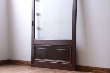 古民具・骨董　明治〜大正　総欅材!大判ガラスの大きな引き戸(3)