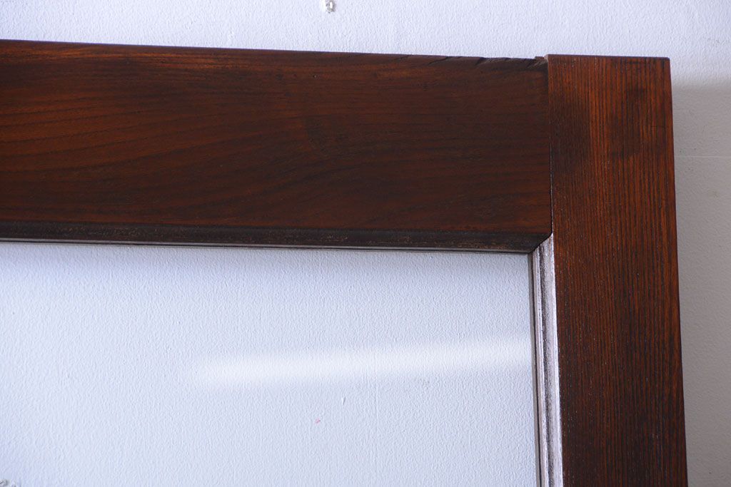 古民具・骨董　明治〜大正　総欅材!大判ガラスの大きな引き戸(3)