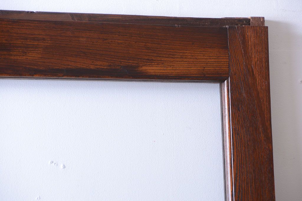 古民具・骨董　明治〜大正　総欅材!大判ガラスの大きな引き戸(3)