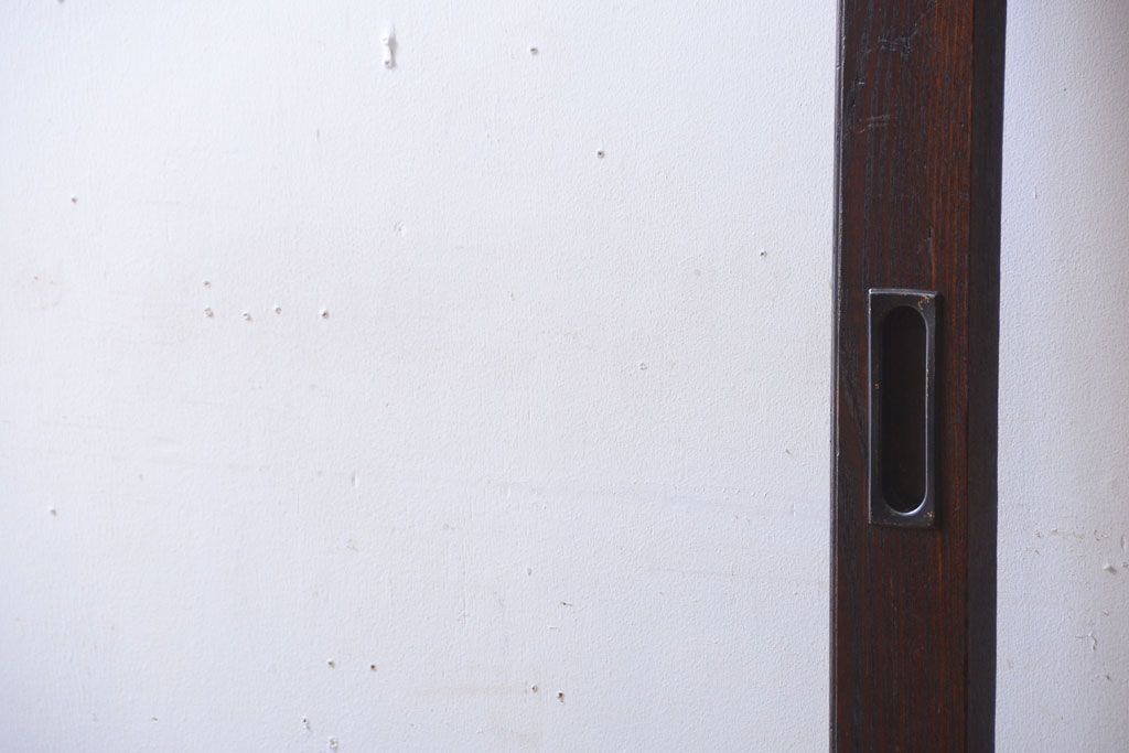 古民具・骨董　明治〜大正　総欅材!大判ガラスの大きな引き戸(3)