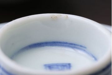 アンティーク雑貨　アンティーク　明治〜大正　染付蓋茶碗5客(1)
