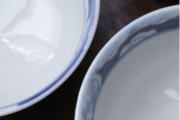 アンティーク雑貨　アンティーク　明治〜大正　染付蓋茶碗5客(1)