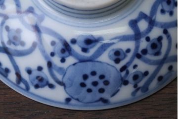アンティーク雑貨　明治〜大正　染付蓋茶碗5客(3)