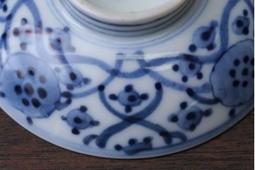 アンティーク雑貨　明治〜大正　染付蓋茶碗5客(3)