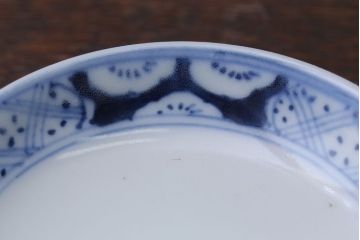 アンティーク雑貨　明治〜大正　染付蓋茶碗5客(3)