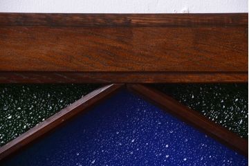 大正ロマン　当時物色ガラス!総欅材のアンティーク明り取り(2)