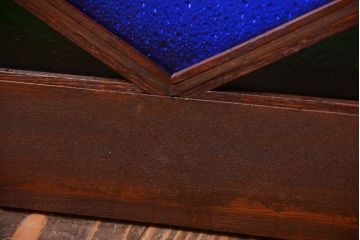 大正ロマン　当時物色ガラス!総欅材のアンティーク明り取り(2)