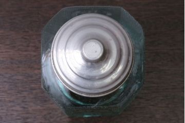 アンティーク雑貨　昭和レトロ　プレスガラスのアンティークキャンディーポット(砂糖壺)